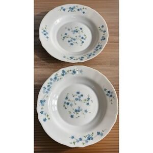 2 Arcopal France VERONICA BOWLS Forget-Me-Not  Soup Salad Scalloped 9" Wide Rim